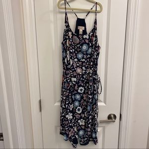 Loft Spaghetti strap spring flower dress with tie